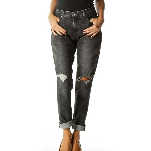 Levi's Denim - Levi's Black Distressed Mid-Rise Skinny Jeans
